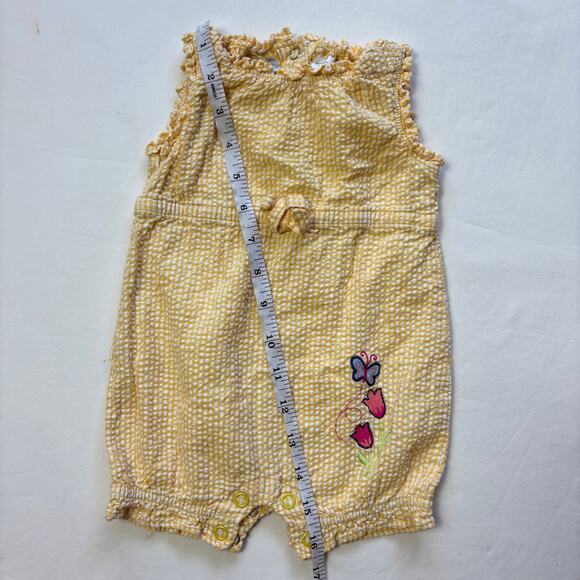 Vintage Seersucker Flower + Butterfly Romper 6-9 months - Picture 3 of 6